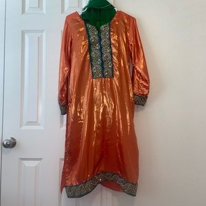 Orange silk desi suit